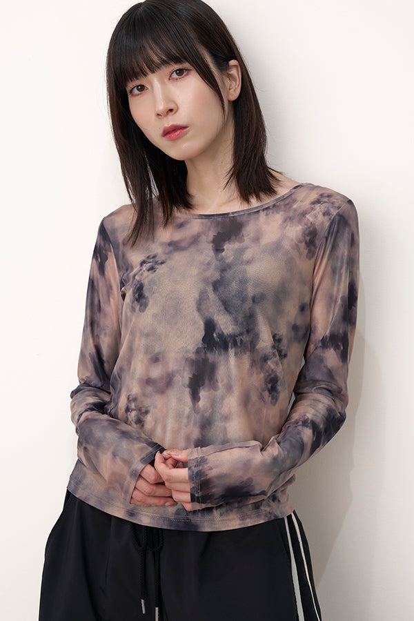 【Nora Lily】「elle」Tie dyeing sheer Top 2-Beige Tie Dye-225380144-50F
