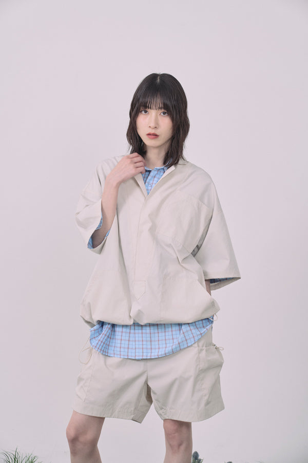 【Nora Lily】Drawcord Cubist S/S Pullover-Ivory-225380145-04F
