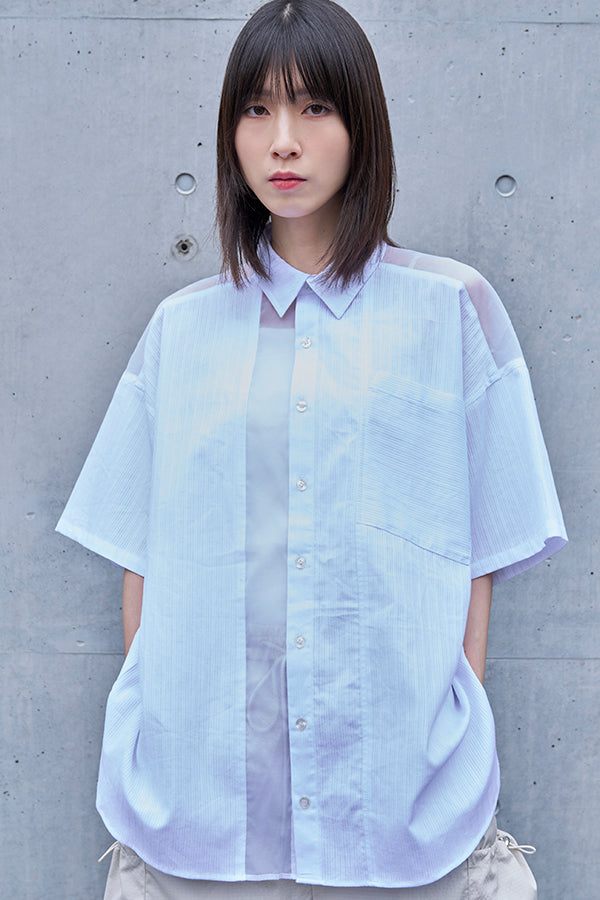 【Nora Lily】See-through Parts Switch S/S Shirt-White-225380146-01F