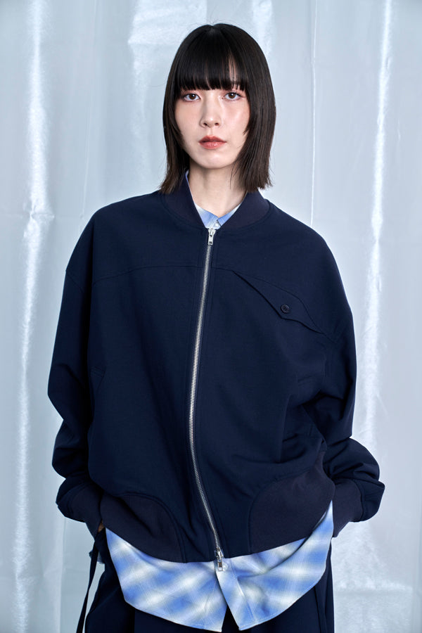 【Nora Lily】Cocoon Silhouette Jacket-Navy-225542099-93F