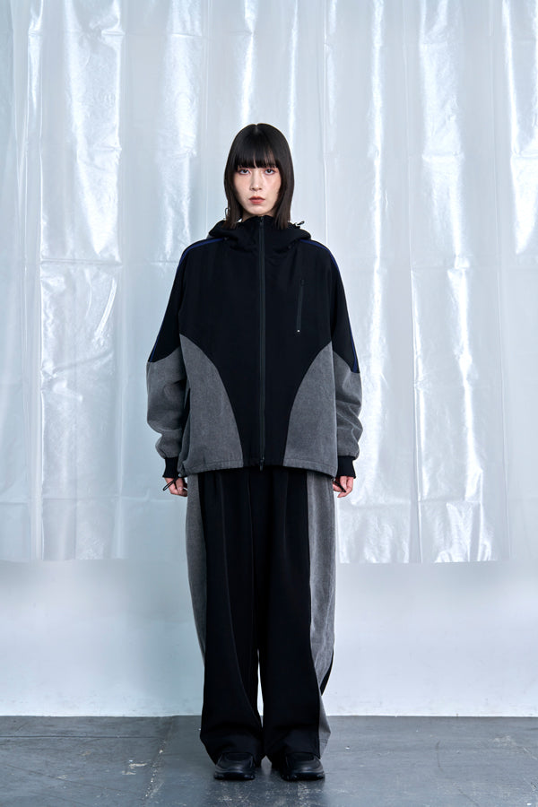 【Nora Lily】Denim Combo Hooded Zip Blouson-Black × Black-225542102-19F