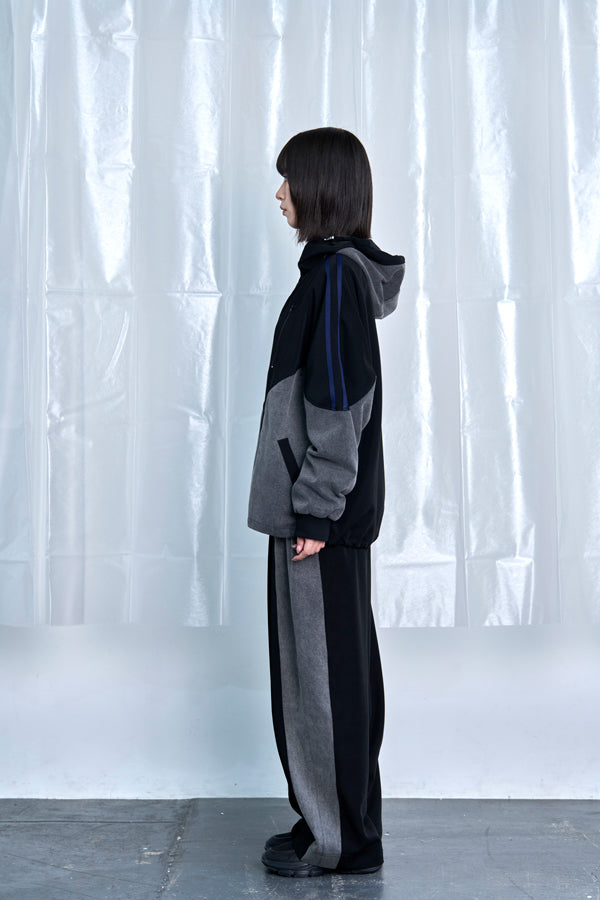 【Nora Lily】Denim Combo Hooded Zip Blouson-Black × Black-225542102-19F