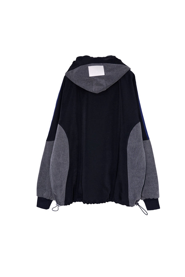 【Nora Lily】Denim Combo Hooded Zip Blouson-Black × Black-225542102-19F