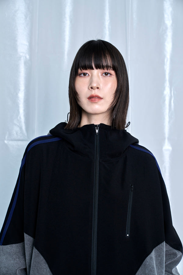 【Nora Lily】Denim Combo Hooded Zip Blouson-Black × Black-225542102-19F