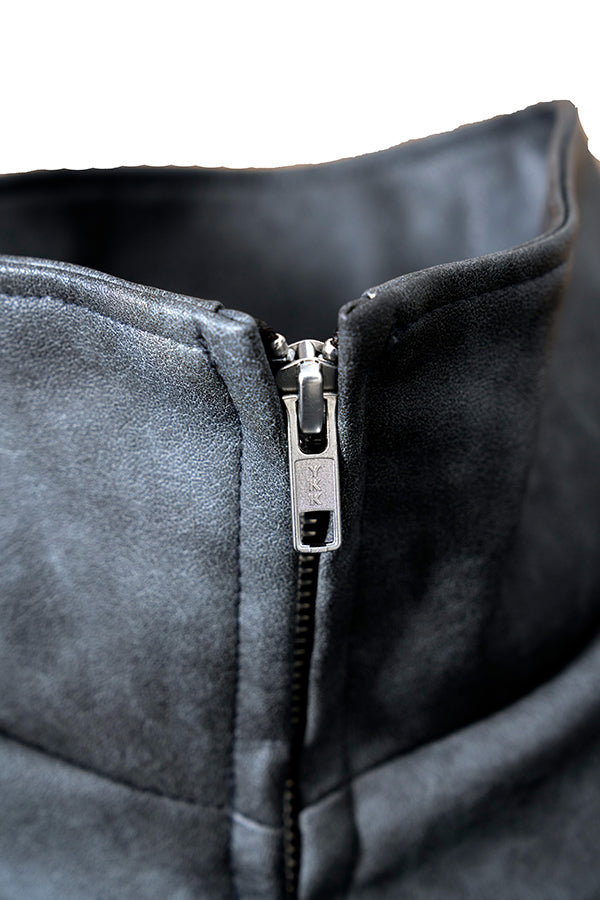 ご予約商品：【Nora Lily】Fake Leather Tuck Baloon Single Riders-Dark Grey-225542103-13F