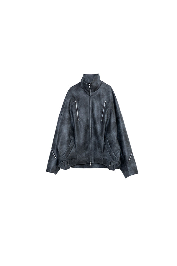 ご予約商品：【Nora Lily】Fake Leather Tuck Baloon Single Riders-Dark Grey-225542103-13F