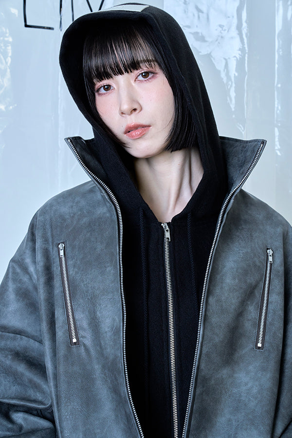 ご予約商品：【Nora Lily】Fake Leather Tuck Baloon Single Riders-Dark Grey-225542103-13F