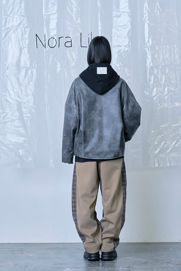 ご予約商品：【Nora Lily】Fake Leather Tuck Baloon Single Riders-Dark Grey-225542103-13F