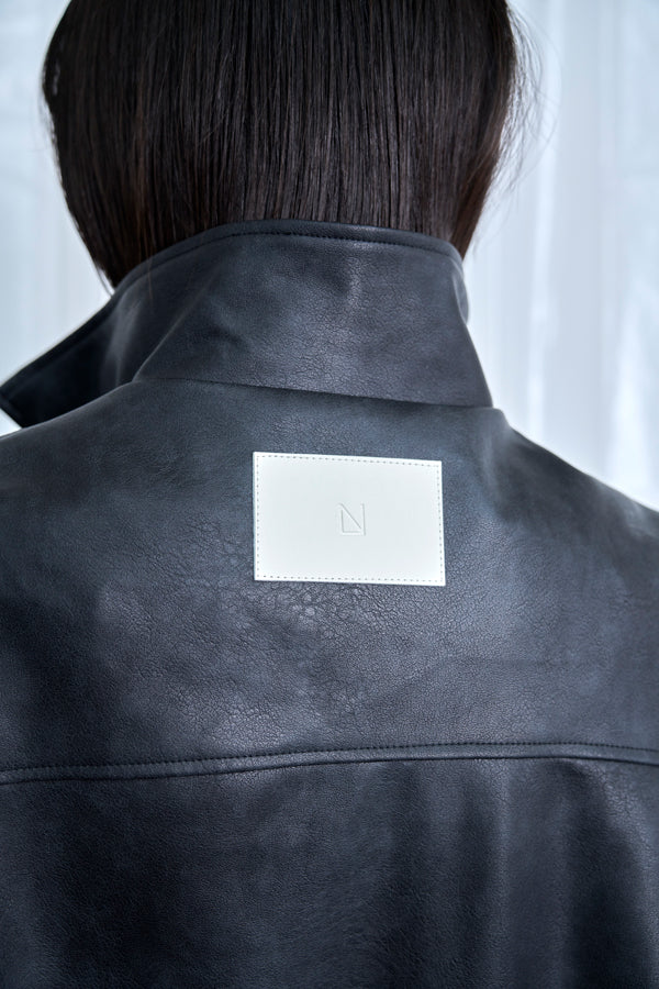 【Nora Lily】Fake Leather Tuck Baloon Single Riders-Black-225542103-19F