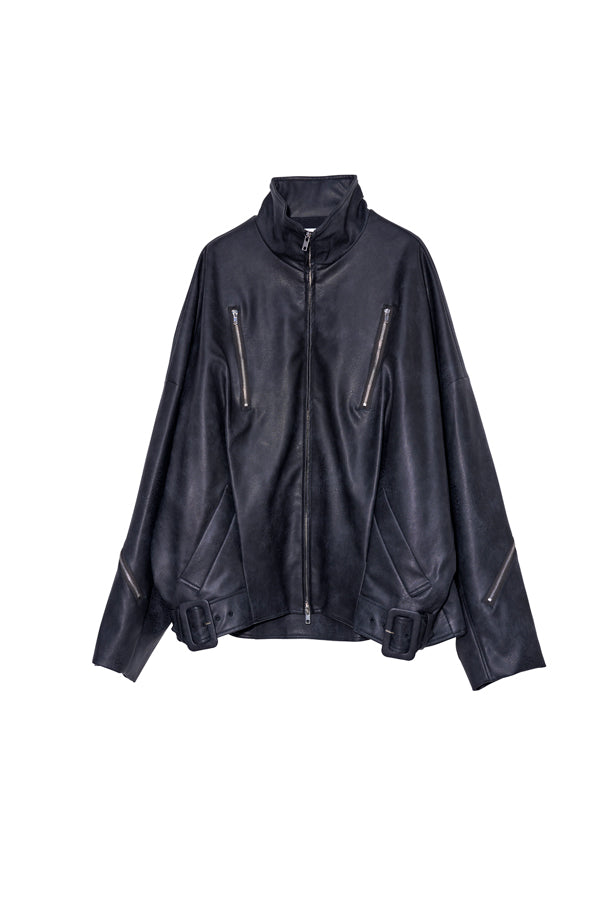 【Nora Lily】Fake Leather Tuck Baloon Single Riders-Black-225542103-19F