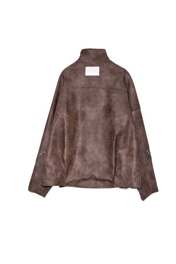 【Nora Lily】Fake Leather Tuck Baloon Single Riders-Brown-225542103-42F