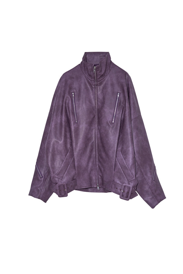 ご予約商品：【Nora Lily】Fake Leather Tuck Baloon Single Riders-Purple-225542103-83F