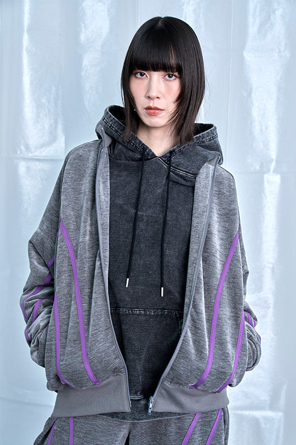 【Nora Lily】Curved Line Track Jacket-Grey-225542104-12F