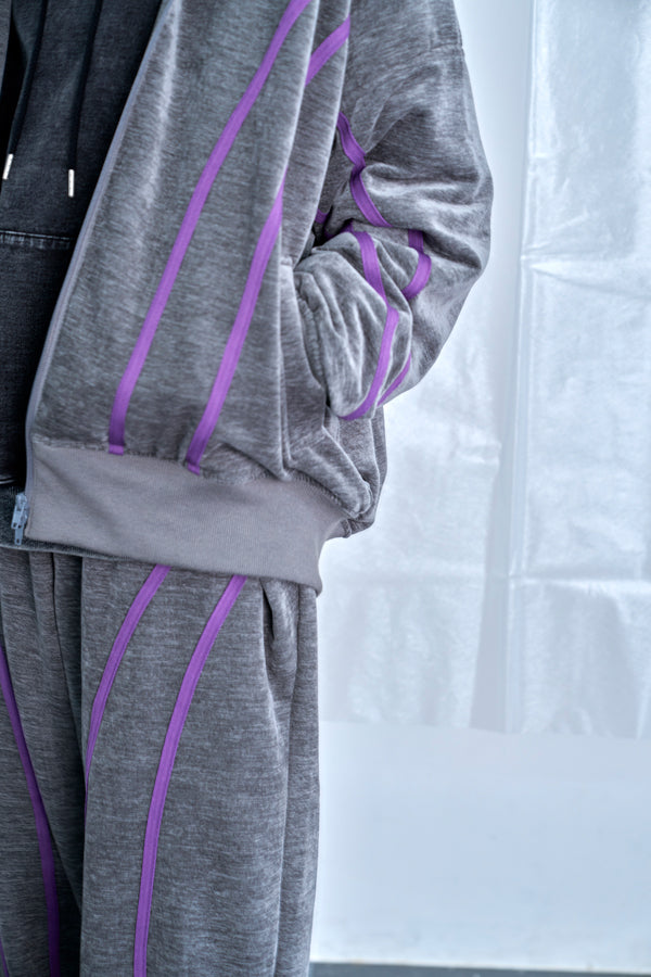 【Nora Lily】Curved Line Track Jacket-Grey-225542104-12F