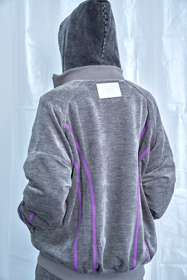 【Nora Lily】Curved Line Track Jacket-Grey-225542104-12F