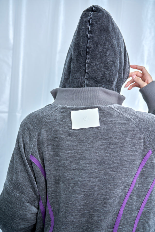 【Nora Lily】Curved Line Track Jacket-Grey-225542104-12F