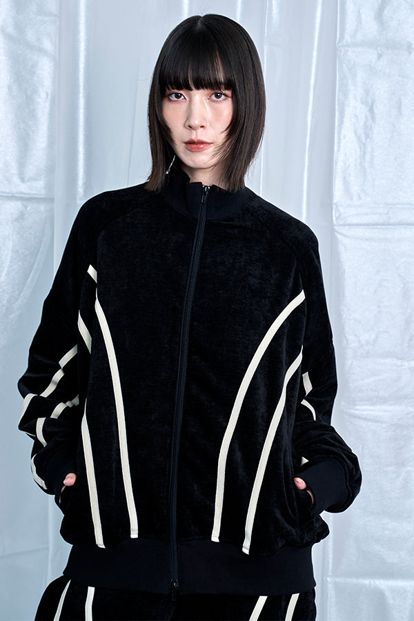 【Nora Lily】Curved Line Track Jacket-Black-225542104-19F