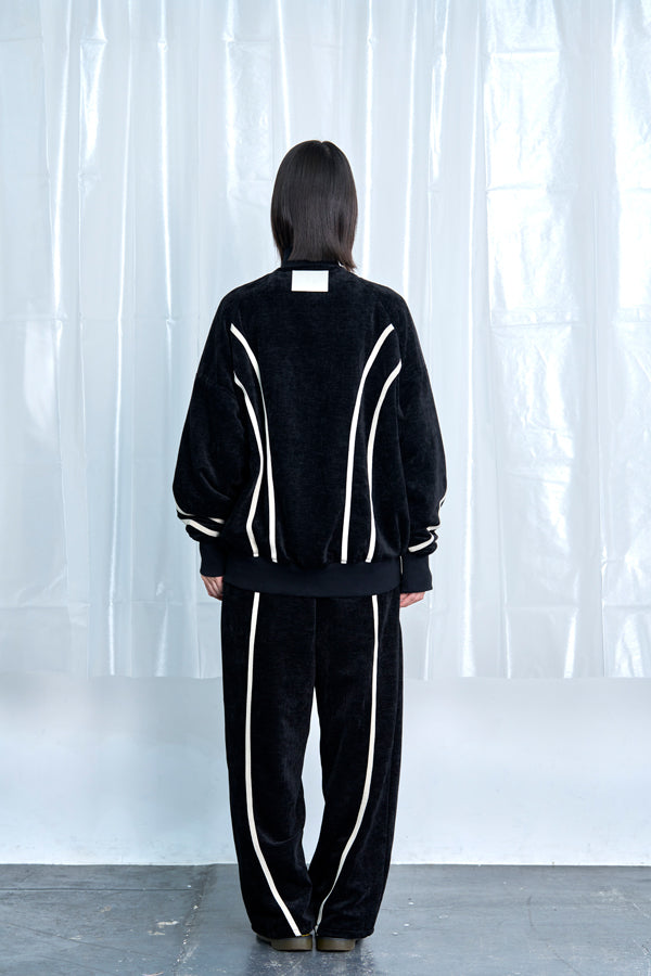 【Nora Lily】Curved Line Track Jacket-Black-225542104-19F