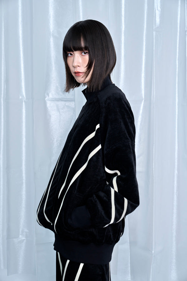 【Nora Lily】Curved Line Track Jacket-Black-225542104-19F