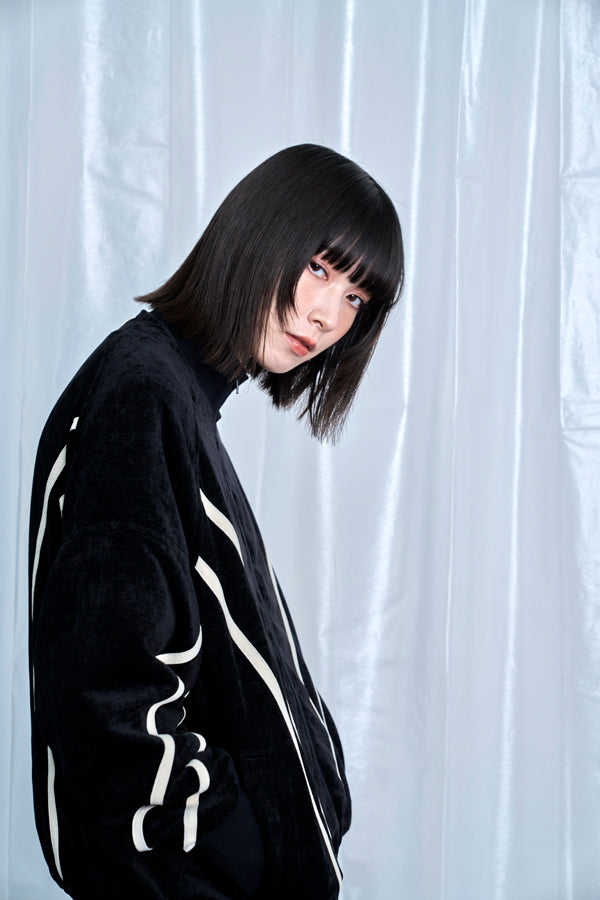 【Nora Lily】Curved Line Track Jacket-Black-225542104-19F