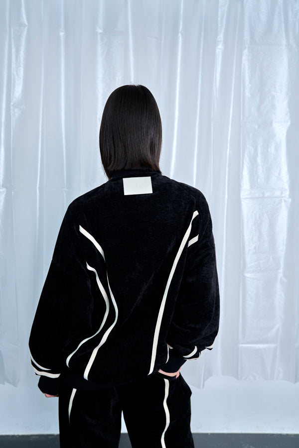 【Nora Lily】Curved Line Track Jacket-Black-225542104-19F