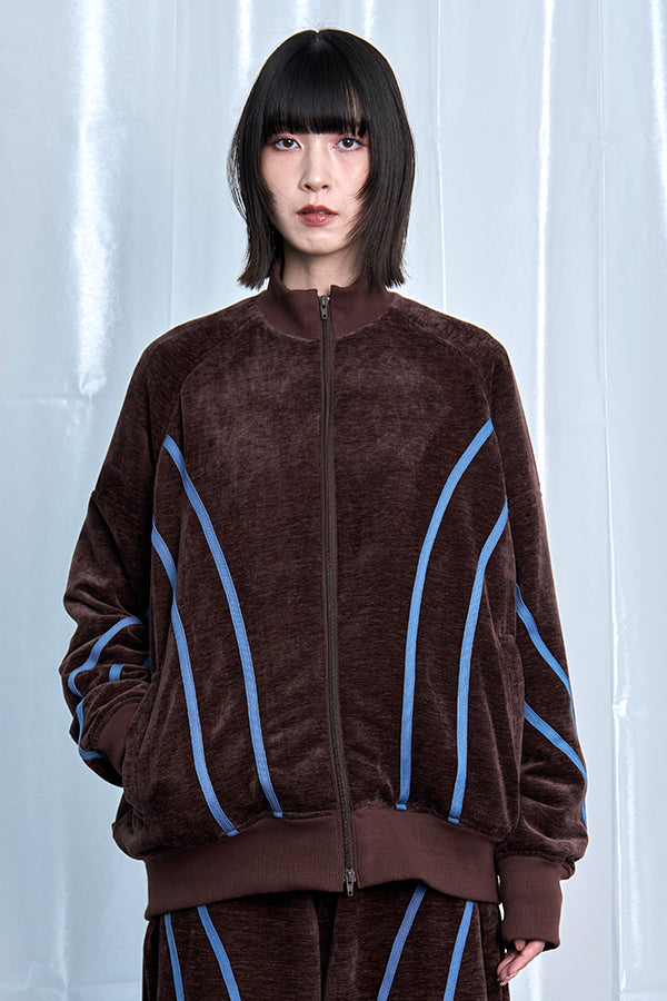 【Nora Lily】Curved Line Track Jacket-Brown-225542104-42F