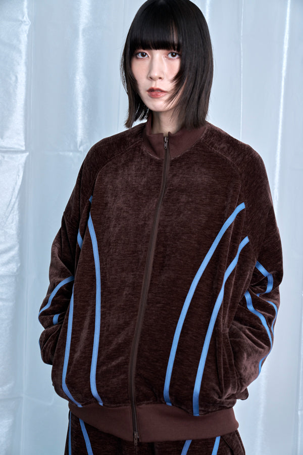 【Nora Lily】Curved Line Track Jacket-Brown-225542104-42F