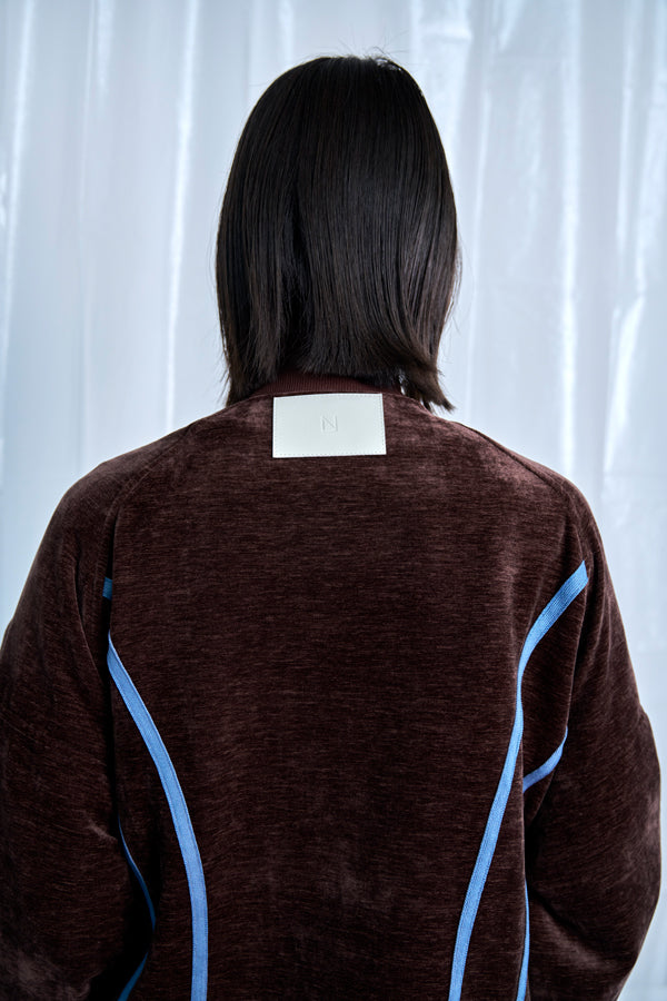 【Nora Lily】Curved Line Track Jacket-Brown-225542104-42F