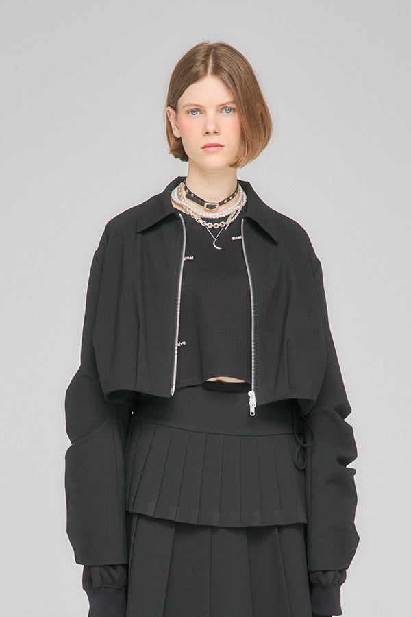【Nora Lily】「elle」Tuck Egg Silhouette Blouson-Black-225542105-19F