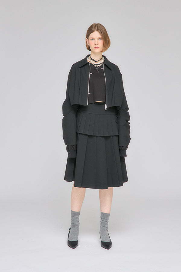 【Nora Lily】「elle」Tuck Egg Silhouette Blouson-Black-225542105-19F