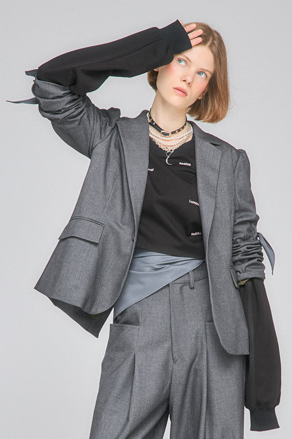 【Nora Lily】「elle」Back Design Tailored Jacket-Grey-225542107-13F