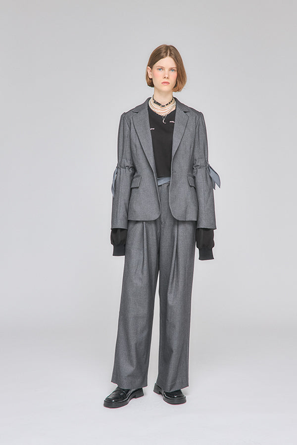 【Nora Lily】「elle」Back Design Tailored Jacket-Grey-225542107-13F