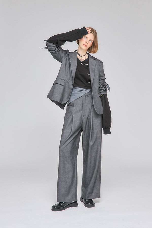 【Nora Lily】「elle」Back Design Tailored Jacket-Grey-225542107-13F