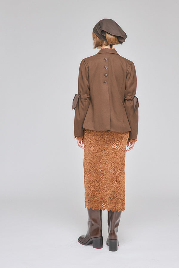 【Nora Lily】「elle」Fit Silhouette Lace One-piece-Brown-225550033-42F