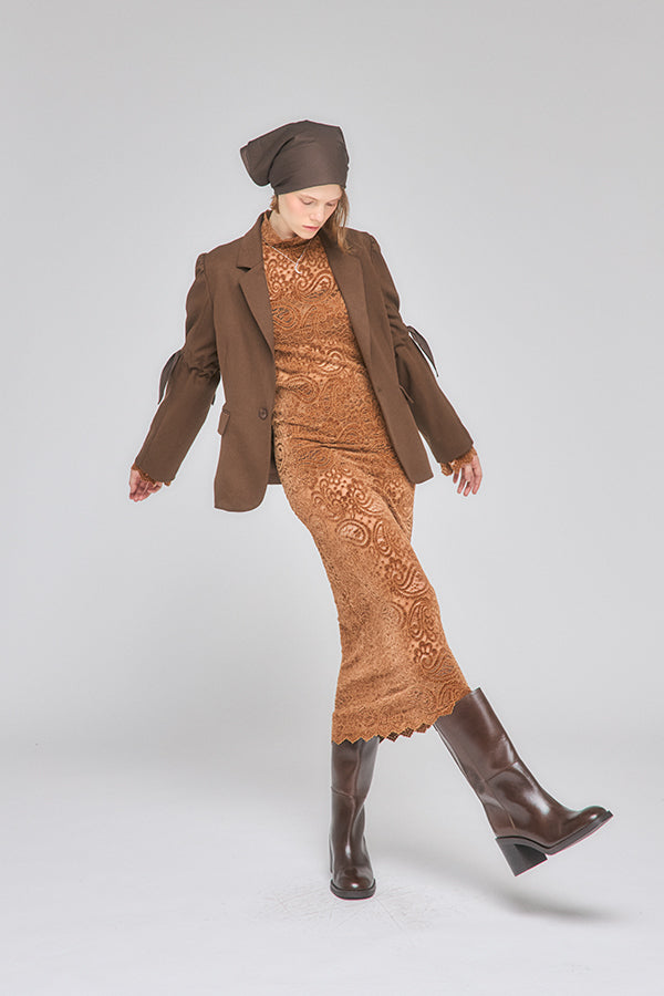 【Nora Lily】「elle」Back Design Tailored Jacket-Brown-225542107-42F