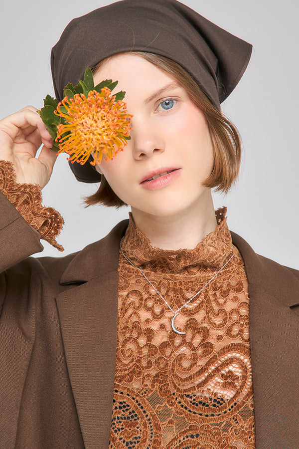 【Nora Lily】「elle」Fit Silhouette Lace One-piece-Brown-225550033-42F