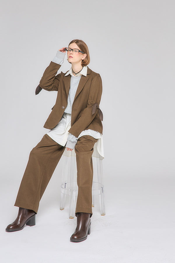 【Nora Lily】「elle」Back Design Tailored Jacket-Brown-225542107-42F