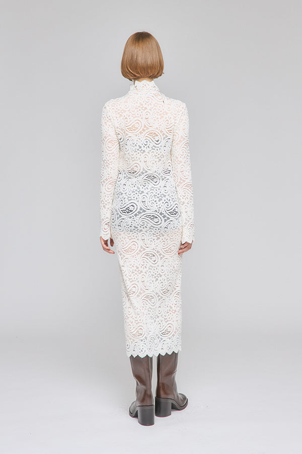 【Nora Lily】「elle」Fit Silhouette Lace One-piece-White-225550033-01F