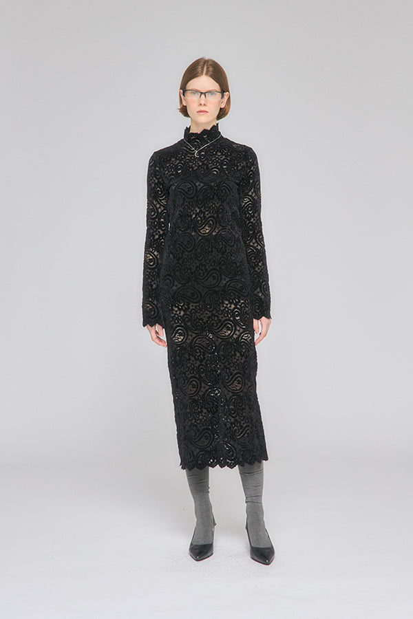 【Nora Lily】「elle」Fit Silhouette Lace One-piece-Black-225550033-19F