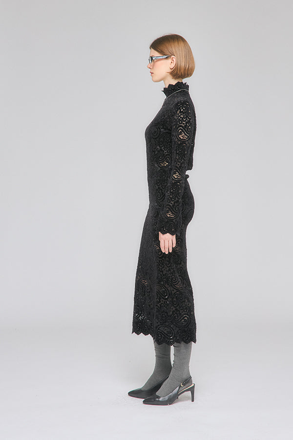 【Nora Lily】「elle」Fit Silhouette Lace One-piece-Black-225550033-19F