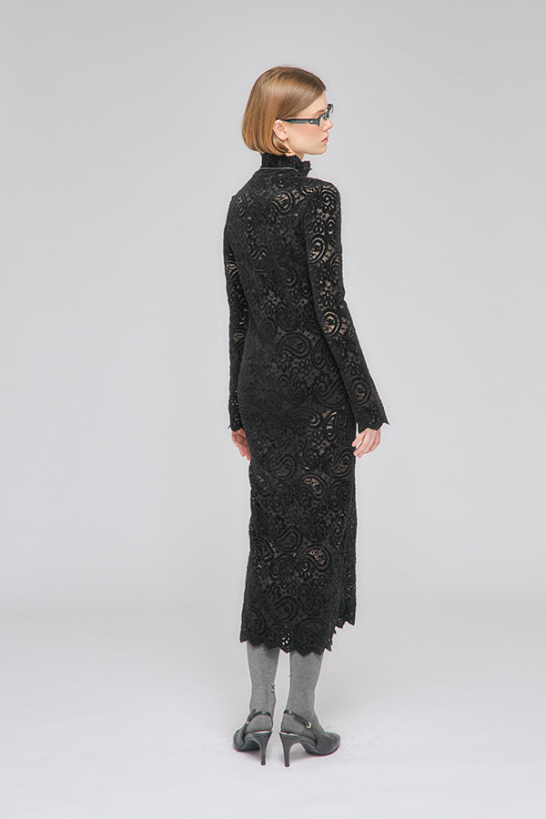 【Nora Lily】「elle」Fit Silhouette Lace One-piece-Black-225550033-19F