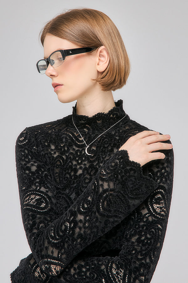 【Nora Lily】「elle」Fit Silhouette Lace One-piece-Black-225550033-19F