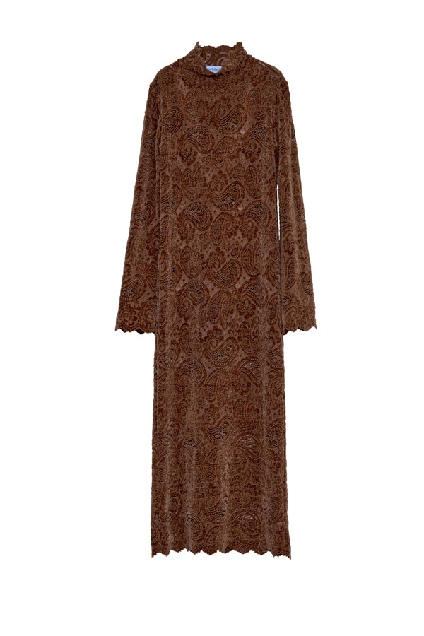 【Nora Lily】「elle」Fit Silhouette Lace One-piece-Brown-225550033-42F