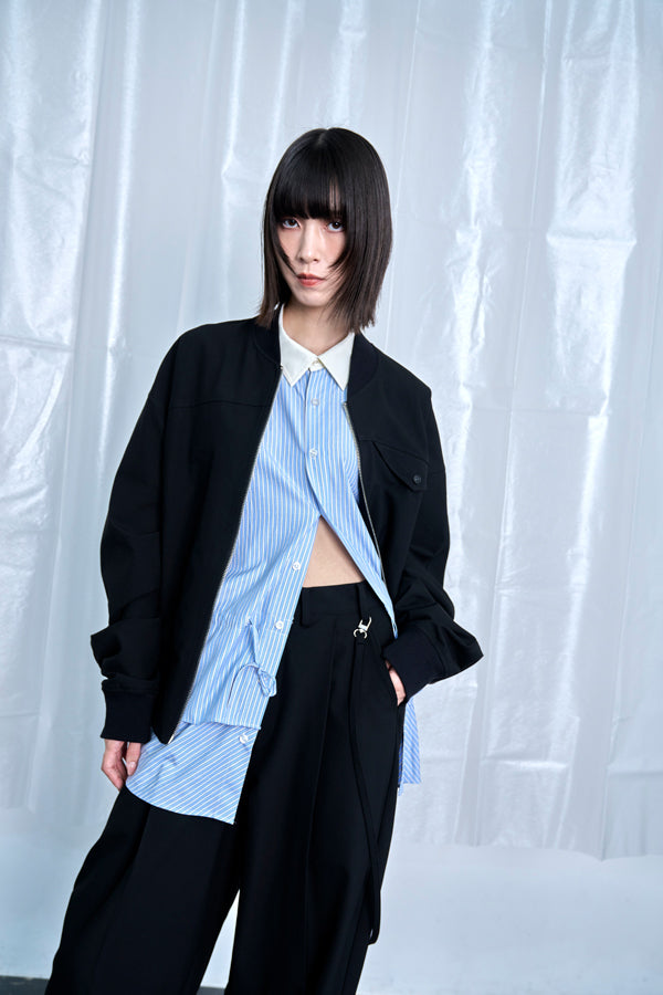 【Nora Lily】Cocoon Wide Line Suspenders Pants-Black-225560100-19F