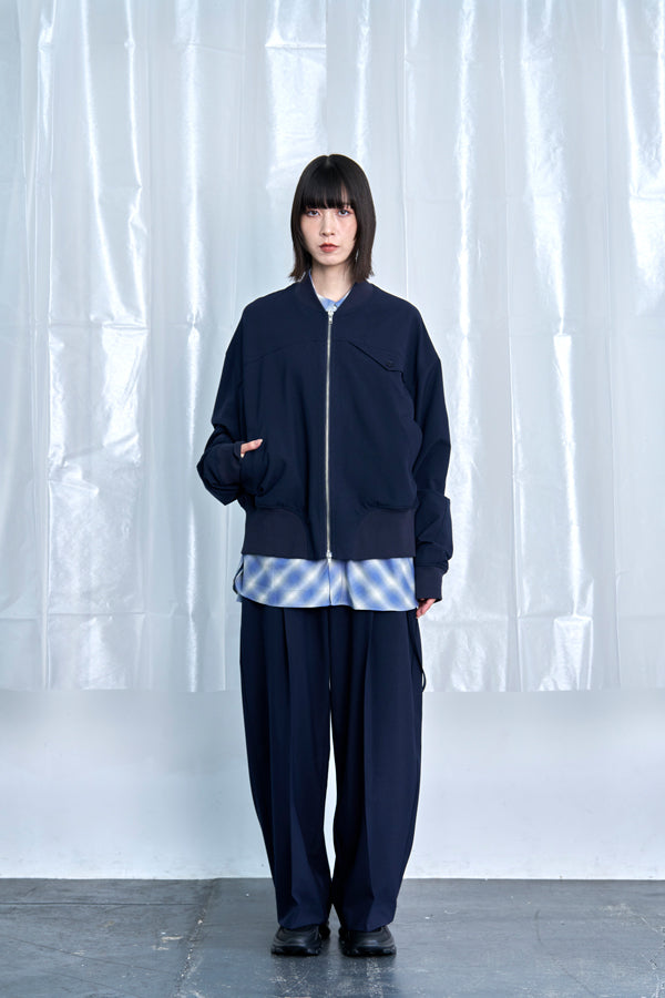 【Nora Lily】Cocoon Wide Line Suspenders Pants-Navy-225560100-93F