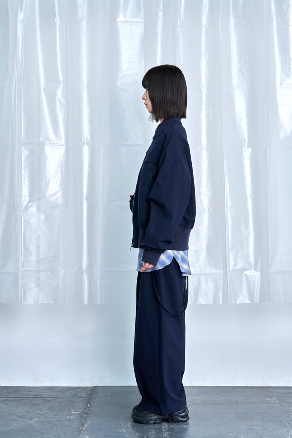 【Nora Lily】Cocoon Wide Line Suspenders Pants-Navy-225560100-93F