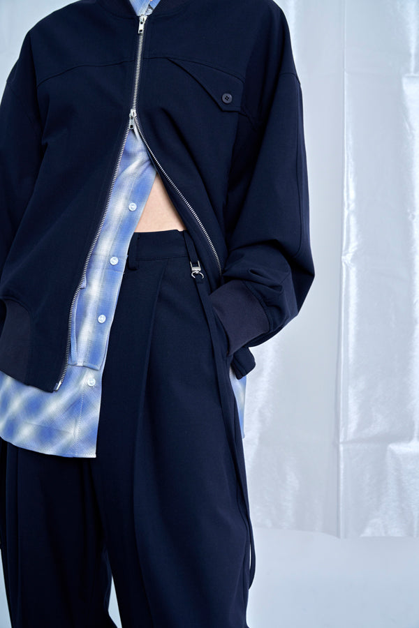 【Nora Lily】Cocoon Wide Line Suspenders Pants-Navy-225560100-93F