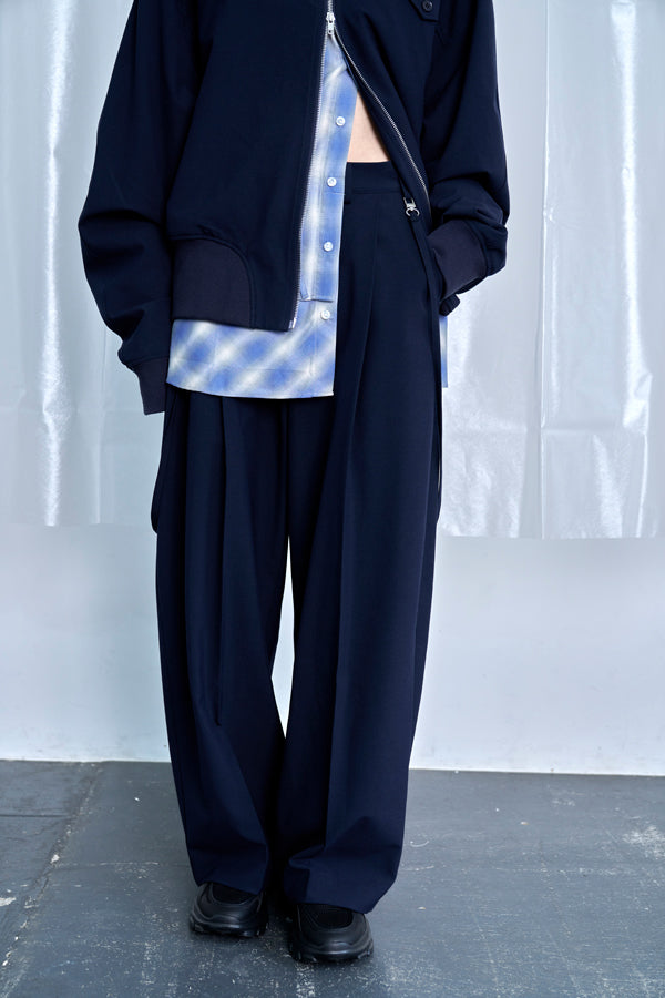 【Nora Lily】Cocoon Wide Line Suspenders Pants-Navy-225560100-93F
