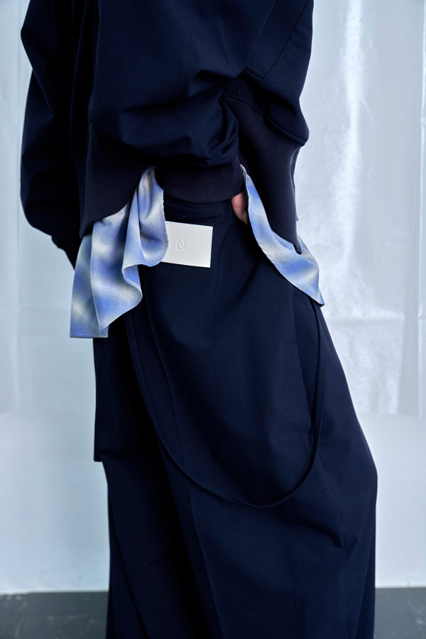【Nora Lily】Cocoon Wide Line Suspenders Pants-Navy-225560100-93F
