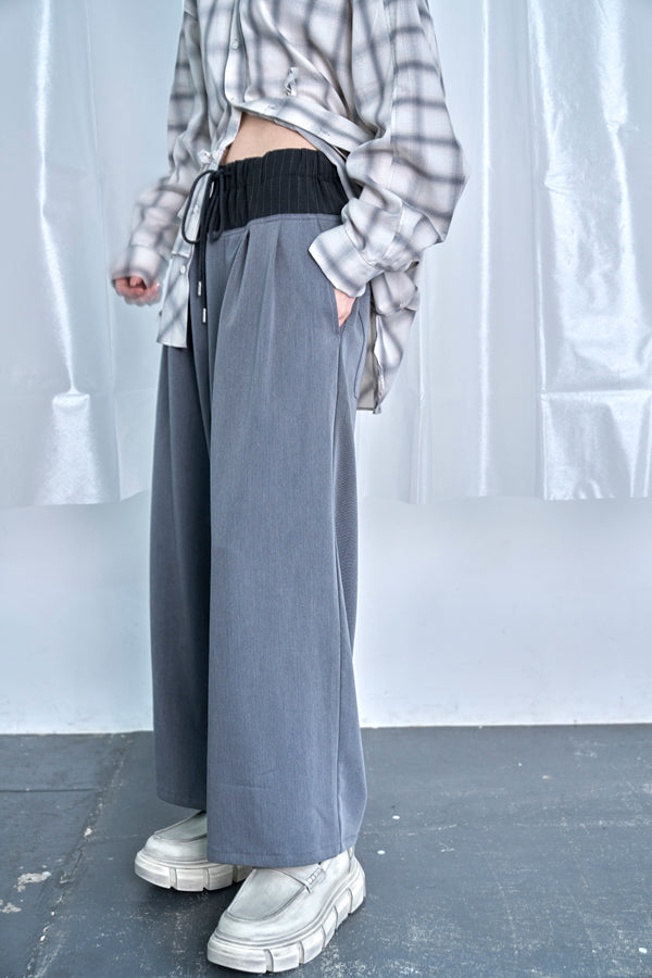 【Nora Lily】Stripe Panel Relaxed Pants-Grey-225560102-12F